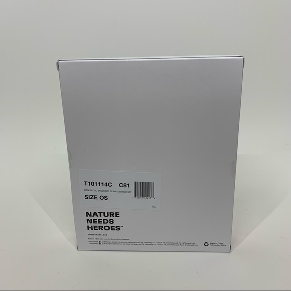 Timberland Gray Matching Beanie Hat & Scarf Set Spellout Brand New In Box Nwt - Picture 4 of 7